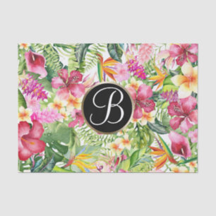 Papier Mousseline Lettre initiale de monogramme floral tropical lumi