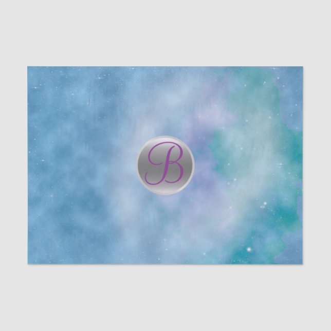 Papier Mousseline Lettre initiale monogramme céleste cosmique ciel (Recto)