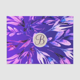 Papier Mousseline Lettre Initiale Monogramme de Feuilles Botaniques 
