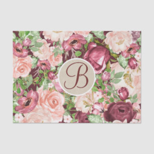 Papier Mousseline Lettre Initiale Monogramme Florale Rustique Marsal