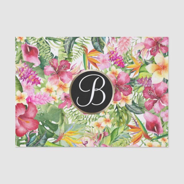 Papier Mousseline Lettre Initiale Monogramme Florale Tropicale Brill (Recto)