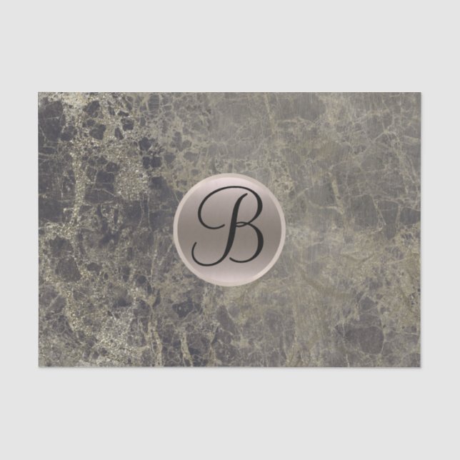 Papier Mousseline Lettre Initiale Monogramme Glam en Marbre de Grani (Recto)