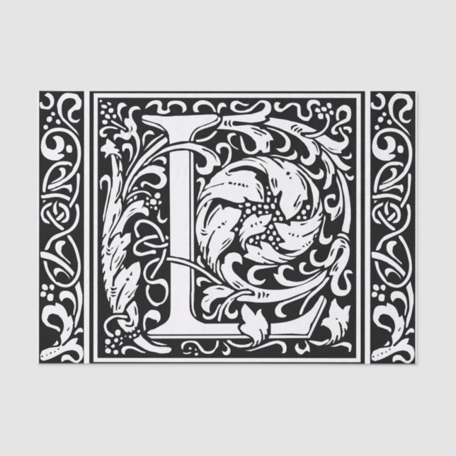 Papier Mousseline Lettre L Monogramme médiéval Art Nouveau (Recto)
