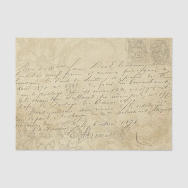 Papier Mousseline Lettre manuscrite vintage Script Carte Découpage (Recto)