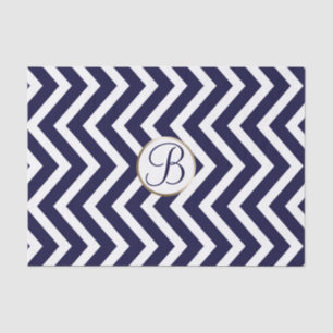 Papier Mousseline LETTRE MONOGRAPHIQUE Bleue BLANCHE Chevron Imprime
