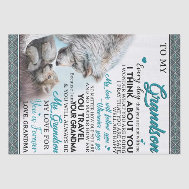 Papier Mousseline Lettre personnalisée à mon petit-fils, petit-fils  (Recto)