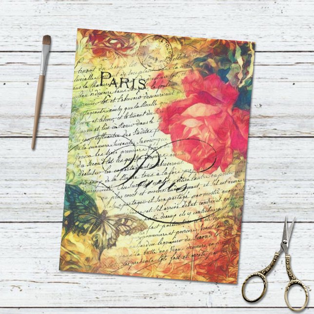 Papier Mousseline LETTRE rose BROUILLARD VITALIENNE FRANÇAISE PARIS (Créateur téléchargé)