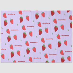 Papier Mousseline Lettre S fraise sur fond violet Motif alphabet