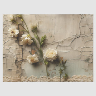 Papier Mousseline Lettre vintage d'amour parchemin avec fleurs (3)