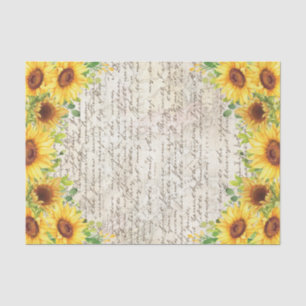 Papier Mousseline LETTRE Vintage Tournesol Russe Old Decoupage