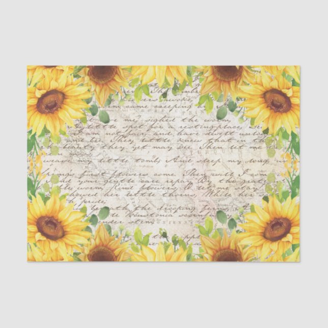 Papier Mousseline LETTRE Vintage Tournesol Russe Old Decoupage (Recto)