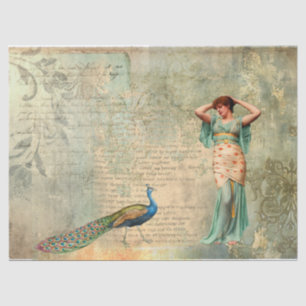 Papier Mousseline LETTRE Woman Peacock Textures