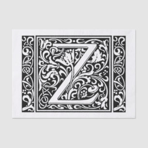 Papier Mousseline Lettre Z Monogramme médiéval Art Nouveau