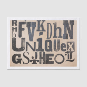 Papier Mousseline Lettres Alphabet Distresses orthographiant "Unique
