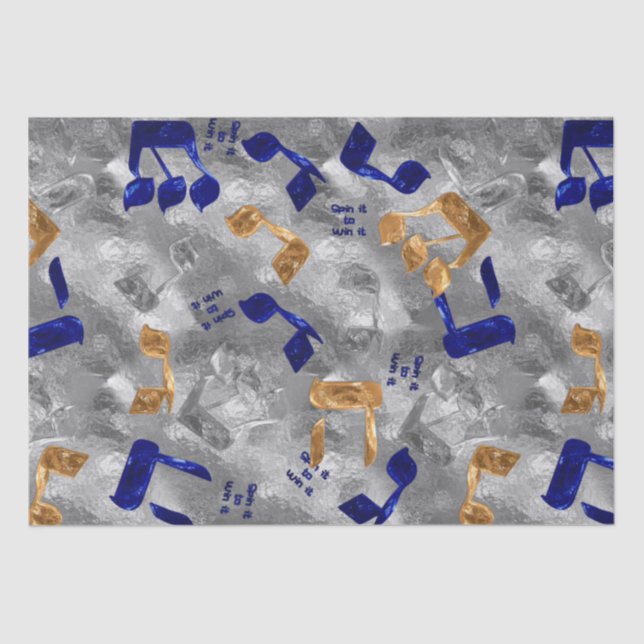 Papier Mousseline Lettres-Dreidel-Juif-Hammered-Papier-Tissu (Recto)