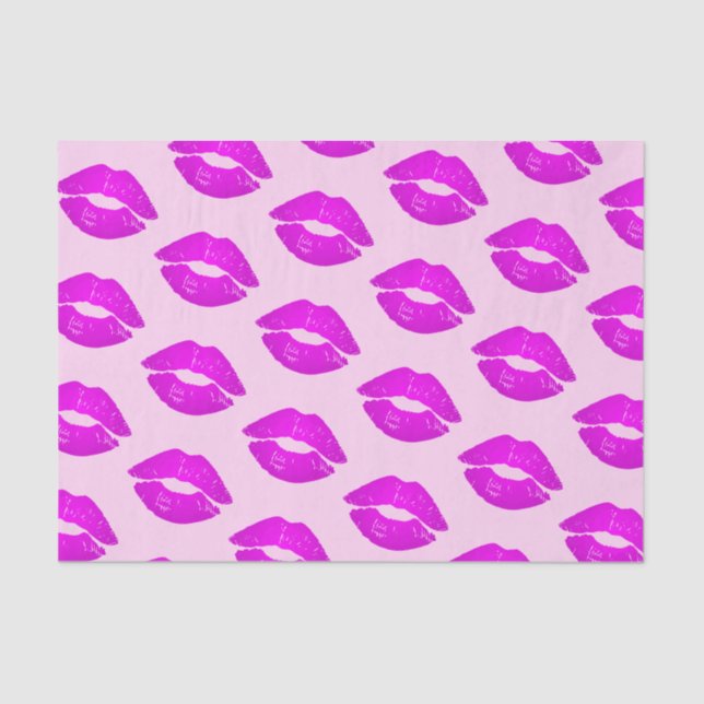 Papier Mousseline Lèvres chaudes Pink Kiss Lipstick Impression (Recto)