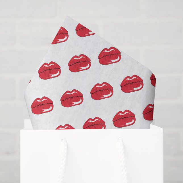 Papier Mousseline Lèvres Rouges Drôles  (Sac cadeau)