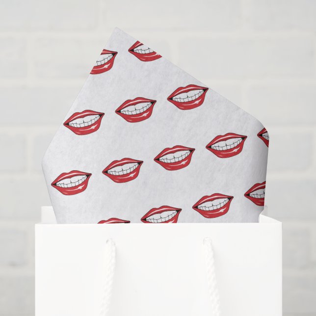 Papier Mousseline Lèvres Rouges Drôles  (Sac cadeau)
