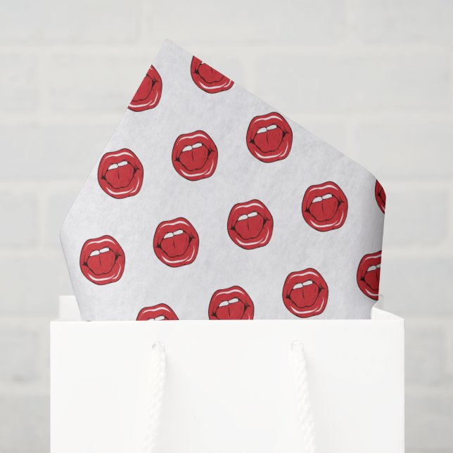 Papier Mousseline Lèvres Rouges Drôles  (Sac cadeau)