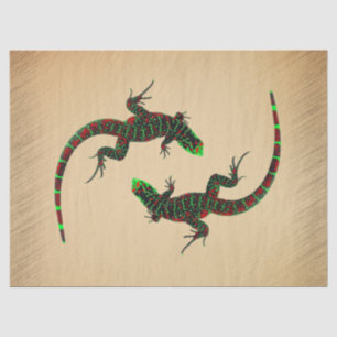 Papier Mousseline Lézards Yin Yang rustiques
