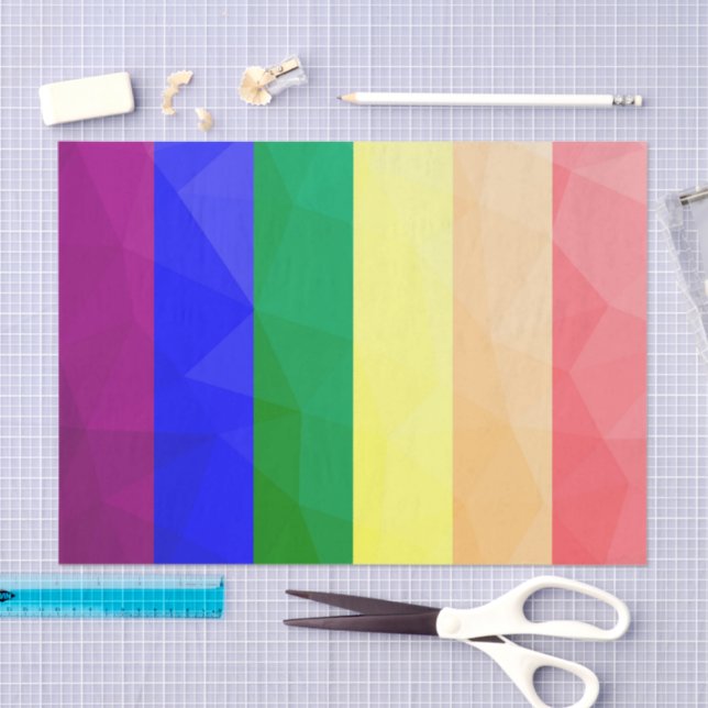 Papier Mousseline LGBT drapeau arc-en-ciel lignes motif de maillage  (Artisanat)