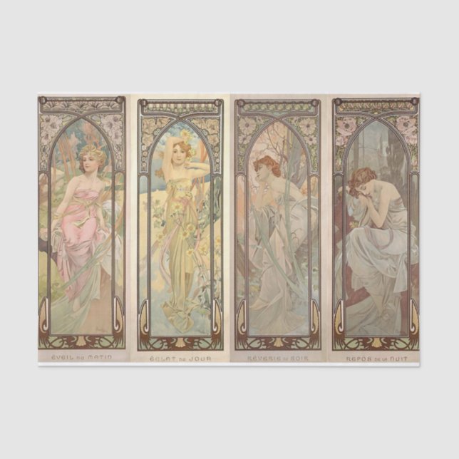 Papier Mousseline L'heure du jour par Alphonse Mucha (Recto)