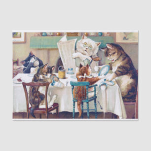 Papier Mousseline L'heure du petit-déjeuner des chats, Louis Wain