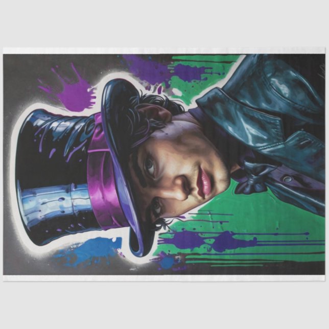 Papier Mousseline L'homme en haut du chapeau Surréalisme et découpag (Recto)