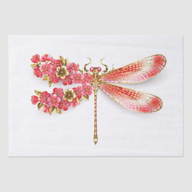 Papier Mousseline libellule de fleurs avec sakura de bijoux (Recto)