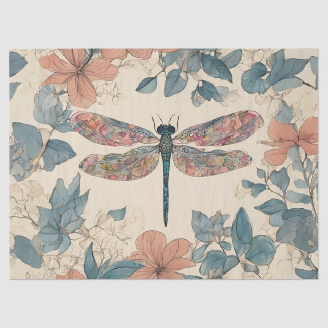 Papier Mousseline Libellule Fantaisiste (Recto)