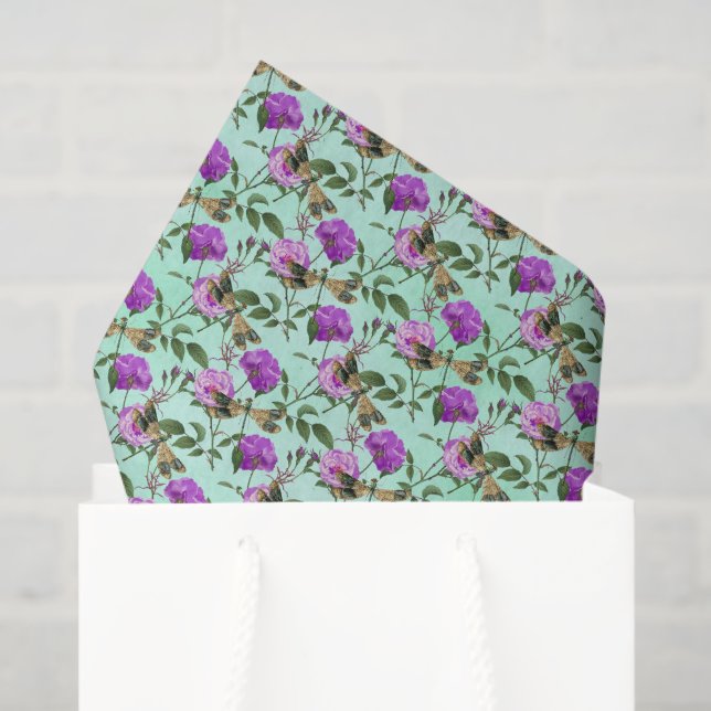Papier Mousseline Libellule Fleurie Violette (Sac cadeau)