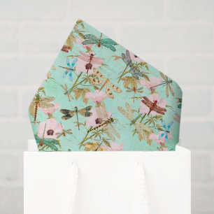 Papier Mousseline Libellule florale vintage