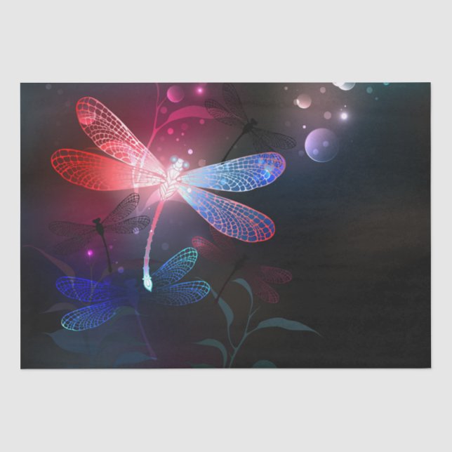 Papier Mousseline libellule rouge brillante (Recto)