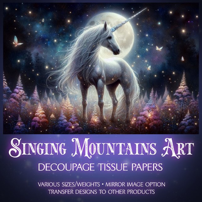 Papier Mousseline Licorne céleste Fairycore Glow Découpage  (Créateur téléchargé)