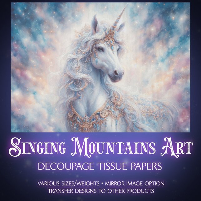 Papier Mousseline Licorne céleste fantaisiste en découpage  (Créateur téléchargé)