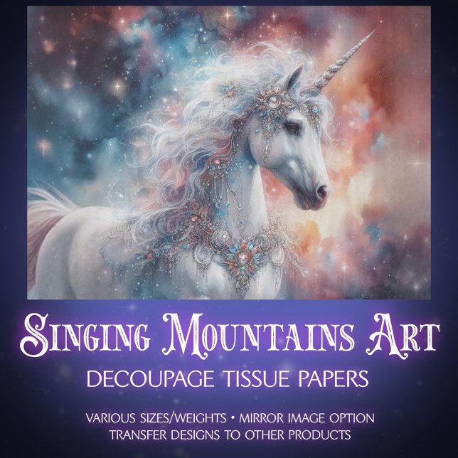 Papier Mousseline Licorne Enchantée sous les Étoiles Découpage  (Créateur téléchargé)