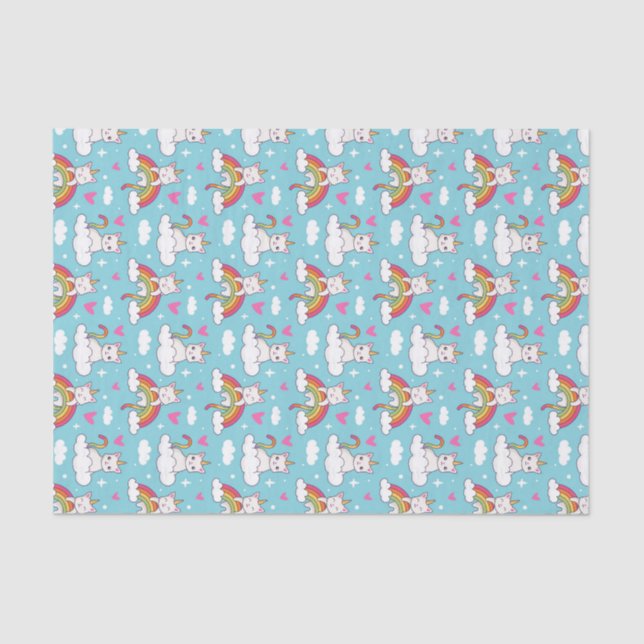 Papier Mousseline Licorne Mignonne Chat Motif Arc-en-Ciel Saint-Vale (Recto)