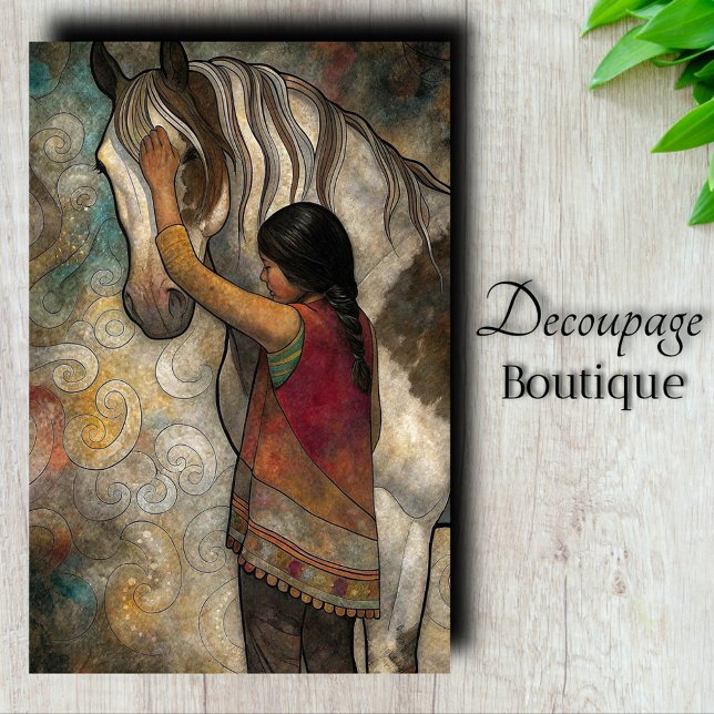 Papier Mousseline Lien Sacré Cheval Découpage (Sacred Bond Horse Decoupage Tissue Paper)