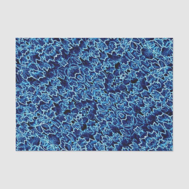 Papier Mousseline Lierre Bleu givré  (Recto)