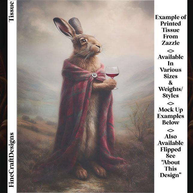 Papier Mousseline Lièvre des hautes terres, Tartan rouge Cloak EG8R  (Créateur téléchargé)