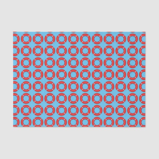 Papier Mousseline Lifebuoyers Motif Bleu Nautique (Recto)