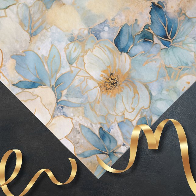Papier Mousseline Light Blue Modern Abstract Roses  (Créateur téléchargé)