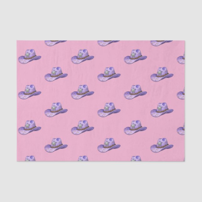 Papier Mousseline Light Purple Cowgirl Hat-Pink Background (Recto)