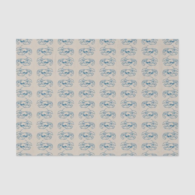 Papier Mousseline Ligne De Homard Bleu Dessin Sur Plage De Sable Cou (Recto)