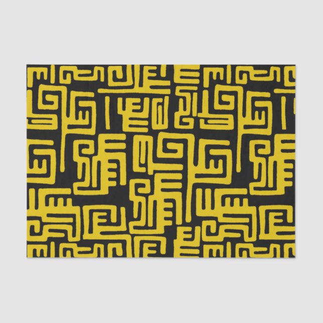 Papier Mousseline Ligne jaune de motif tribal africain minimal (Recto)