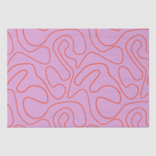 Papier Mousseline Lignes Abstraites minimales rétro en orange et ros