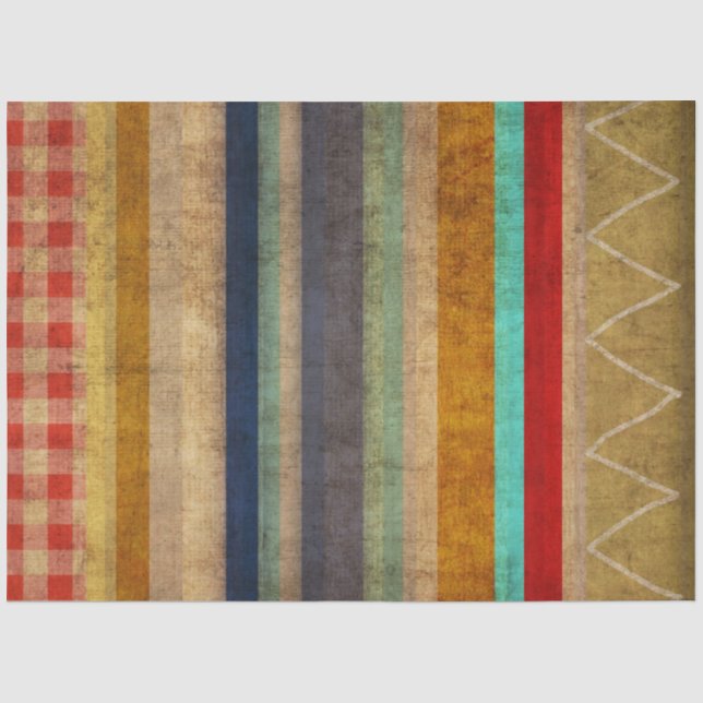 Papier Mousseline Lignes arc-en-ciel vintage (Recto)