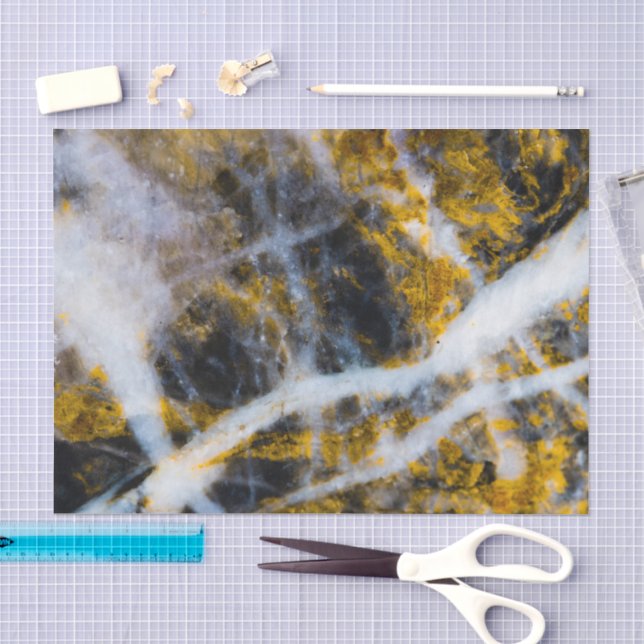 Papier Mousseline Lignes blanches dorées abstraites texture rocheuse (Artisanat)
