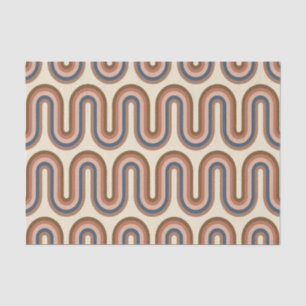 Papier Mousseline Lignes d'argile rétro Earthy Wavy Brown