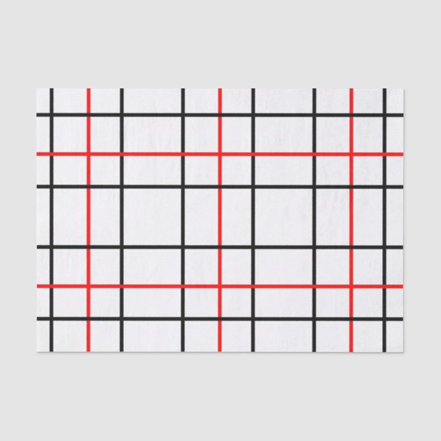 Papier Mousseline Lignes de grille noire rouge Conception de plis (Recto)